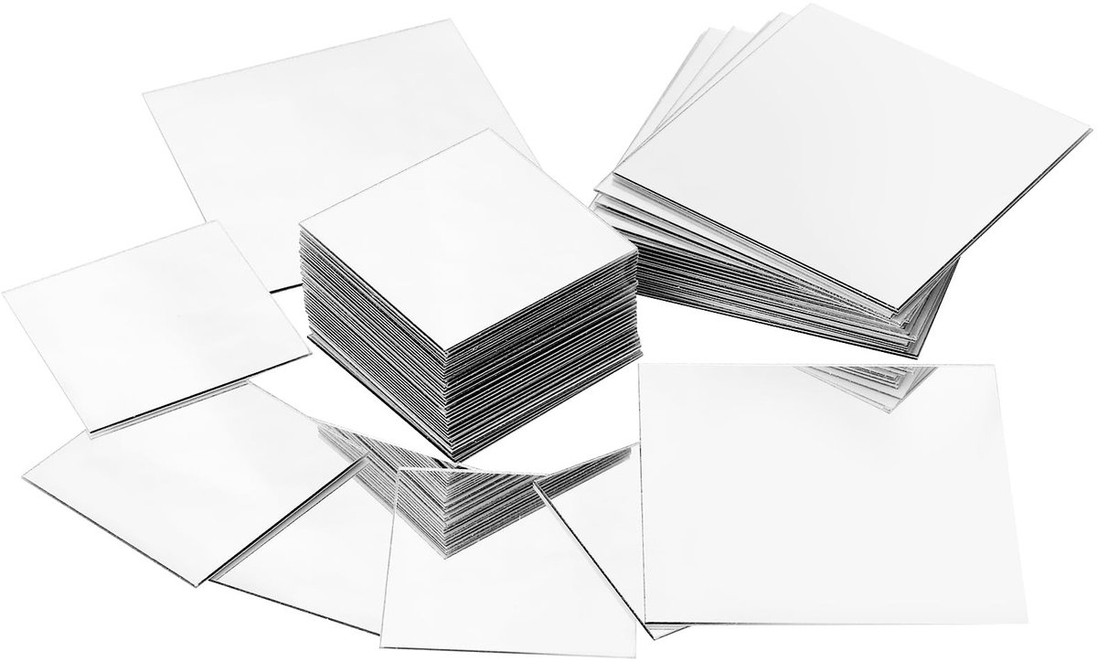 Dailygoods- Mini-Spiegels Zelfklevend - 50 Stuks 5x5 cm - 20 Stuks 7,5x7,5 cm - Vierkant - Acryl - Wanddecoratie - Spiegeltegels