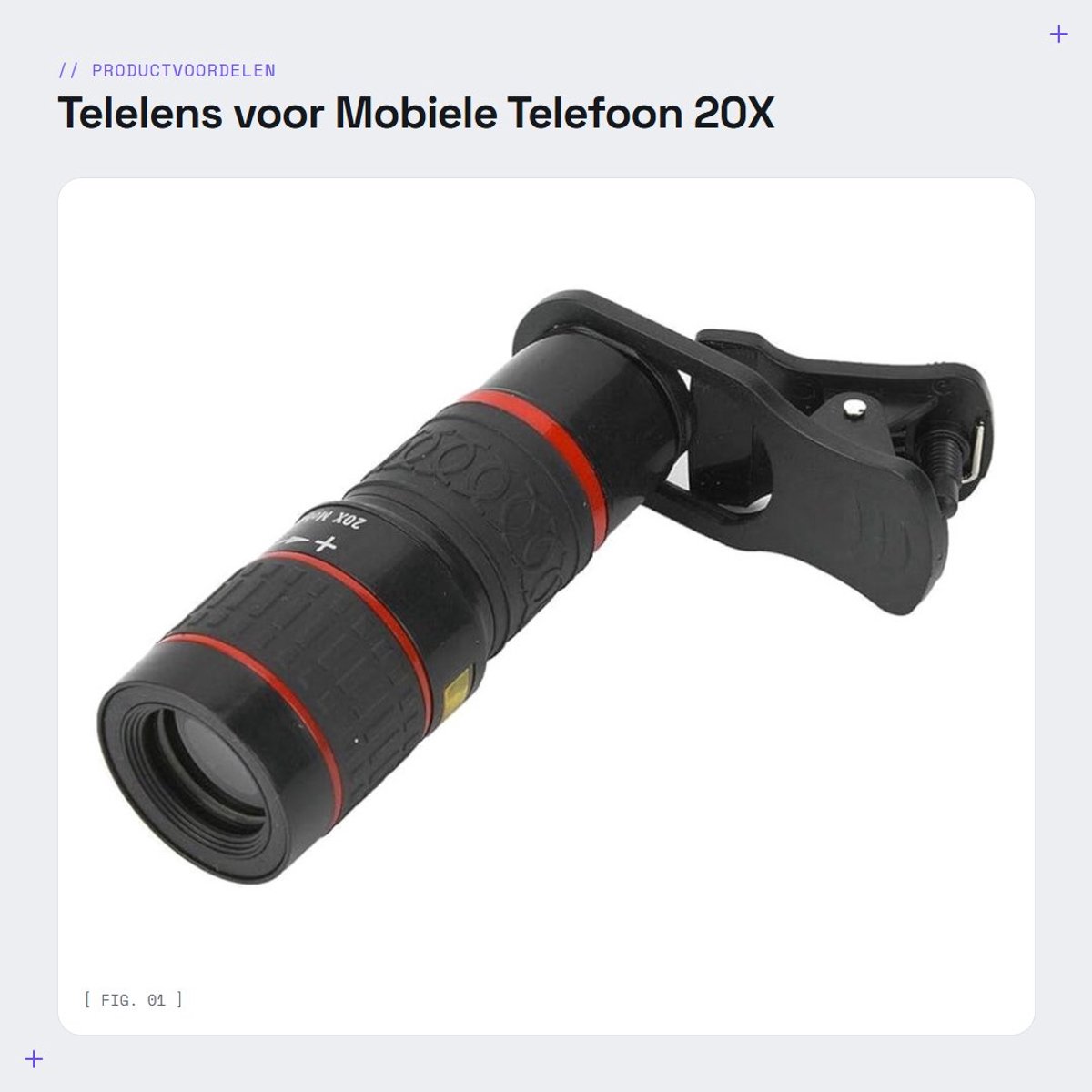 Dailygoods- Telelens 20x Hoogwaardige Zoom - Telelens voor Smartphone - Telelens voor iPhone - Lichtgewicht en Draagbaar - Inclusief Telefoonclip en Reinigingsdoek - Telephoto Lens