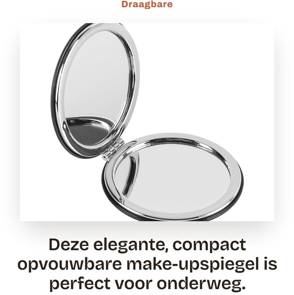 Dailygoods- Make-upspiegel Dubbelzijdig - Draagbare Zakspiegel - Opvouwbaar - Vergrootspiegel - Cirkelvormig 8x8 cm - Lichtgewicht 83 gram - Handspiegel
