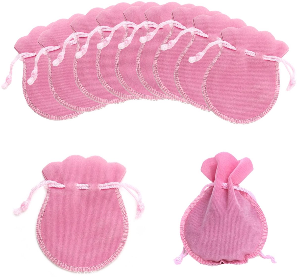 Dailygoods- Sieradenpouch 50 Stuks - Fluwelen Zak - Herbruikbaar - Geschenken - 7 x 9 cm - Roze - Met Treksluiting - Giftbag
