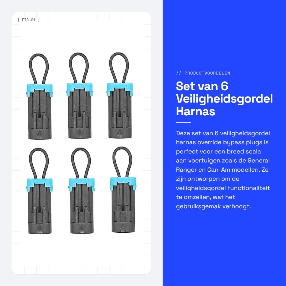 Dailygoods - Set van 6 Veiligheidsgordel Harnas Override Bypass Plugs voor Diverse Voertuigen