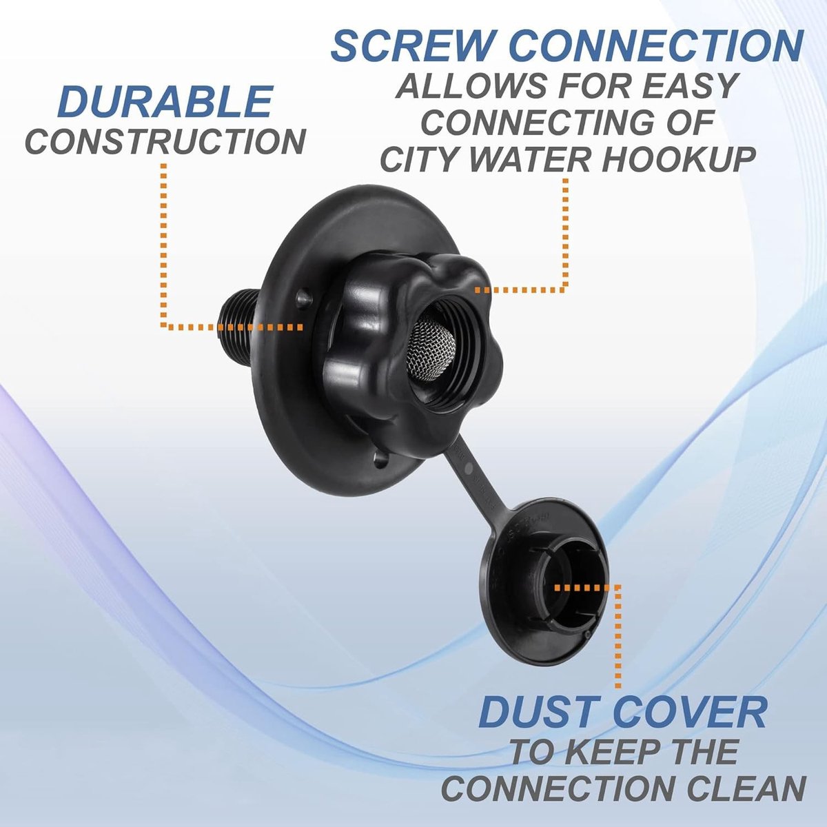 Dailygoods- Waterinlaat met Terugslagklep - Caravan Waterinlaat - RV Wateraansluiting - Universele Compatibiliteit - Duurzaam Materiaal - Geschikt voor 1" en 3/4" Draad - Waterinlaatconnector
