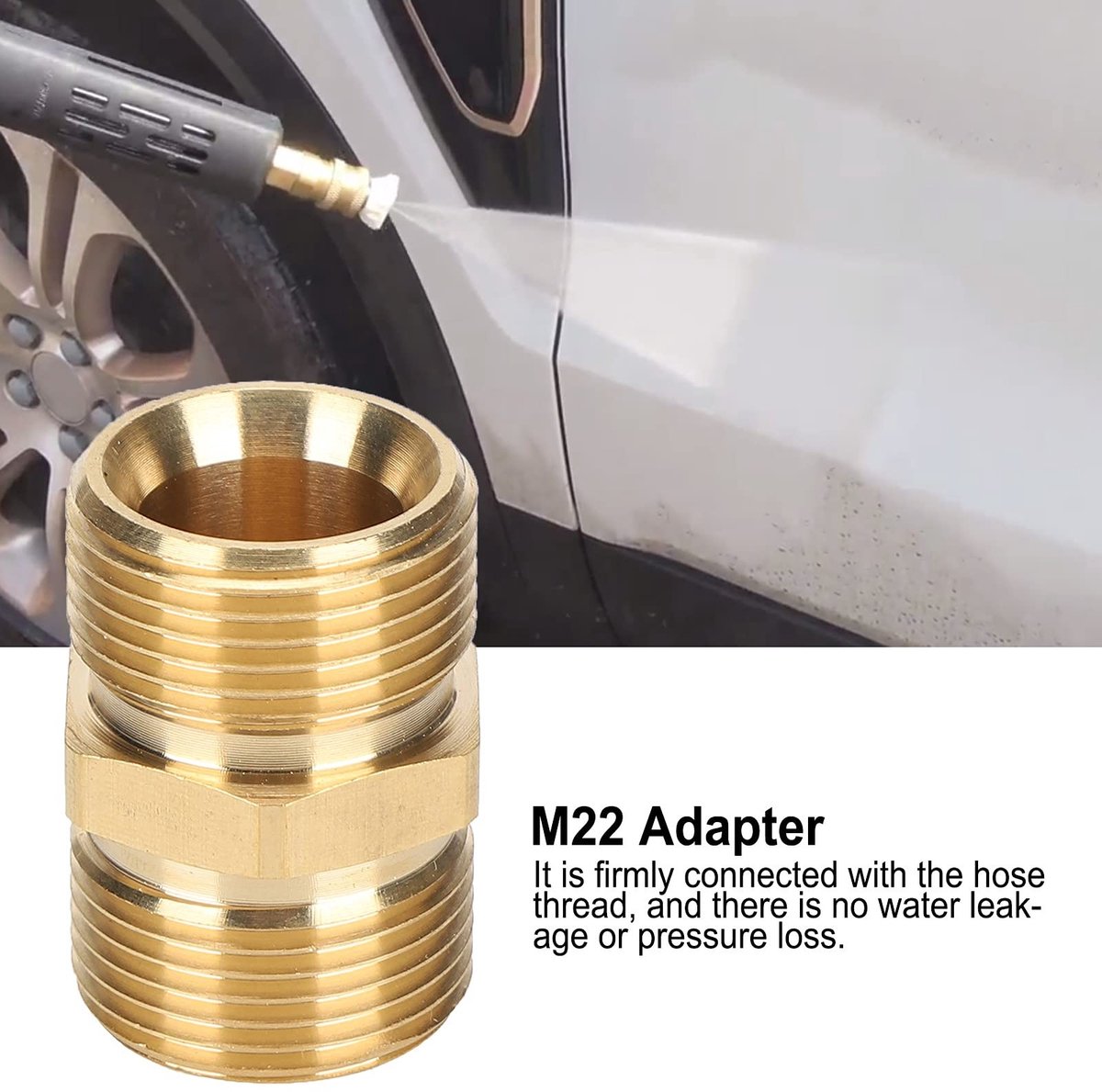 Dailygoods - Hogedrukspuit Adapter - Messing M22 Koppeling - Roestwerend - 14mm Slang Connector - Duurzaam en Stevig - Geschikt voor Hogedrukreiniger...