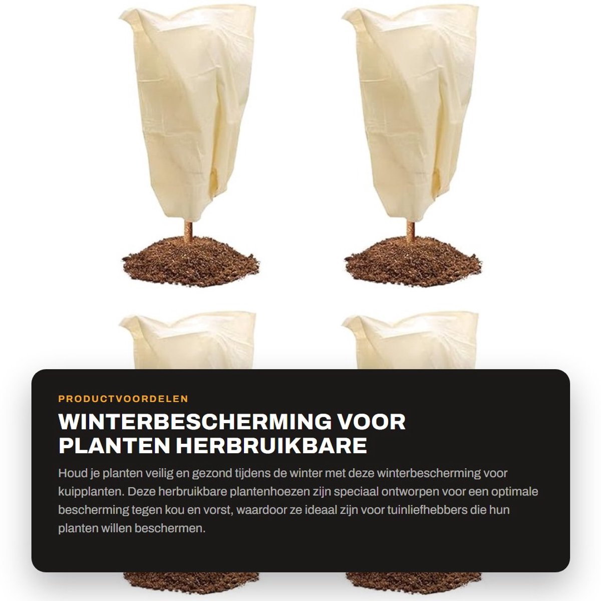 Dailygoods- Winterbescherming Duurzaam - Plantenhoes Tegen Vorst - Herbruikbare Plantenhoezen - 80 x 100 CM - 4 Pack - Uitstekende Luchtdoorlatendheid