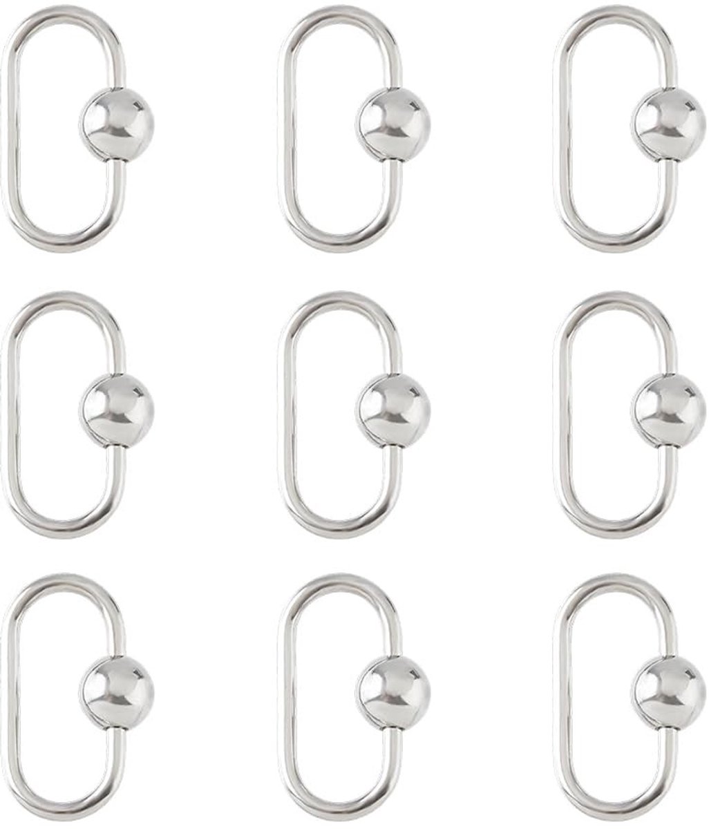 Dailygoods- Karabijnhaak 10 Stuks - Roestvrij Staal - Schroefsluiting - Ovaal - Sleutelhanger - Sterk Ontwerp - 26 mm Lang