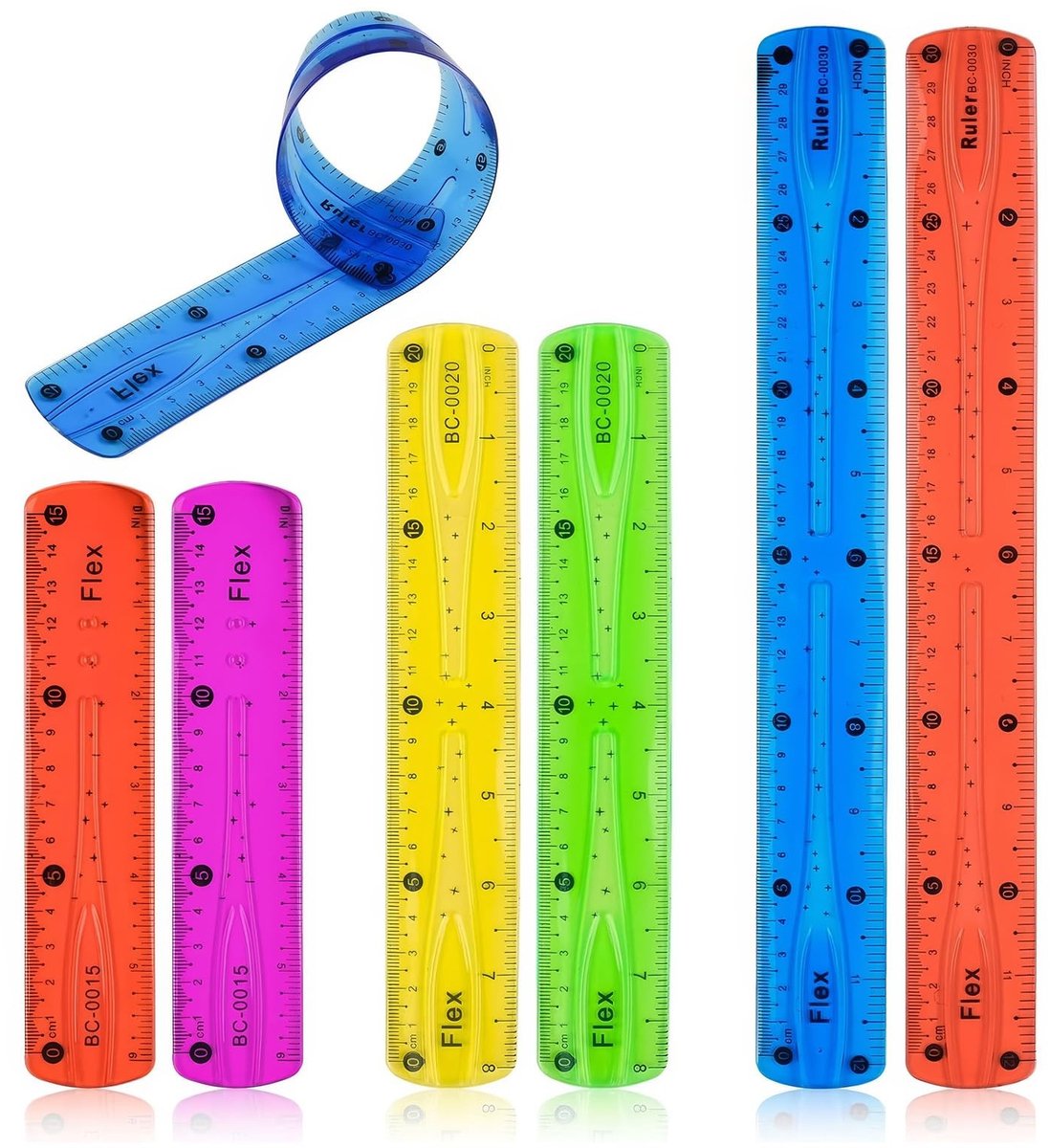Dailygoods- Liniaal Set 6 Stuks - Flexibel - Transparant - Kunststof - 15/20/30 cm - Nauwkeurige Meting - Duurzaam - Meetlat