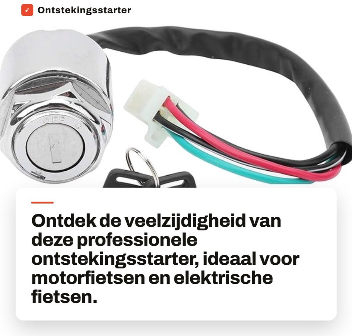 Dailygoods - Ontstekingsstarter - Professionele motorfiets - Vervanging contactslot - Universeel - Elektrische fiets - Inclusief 2 sleutels - Geschikt...