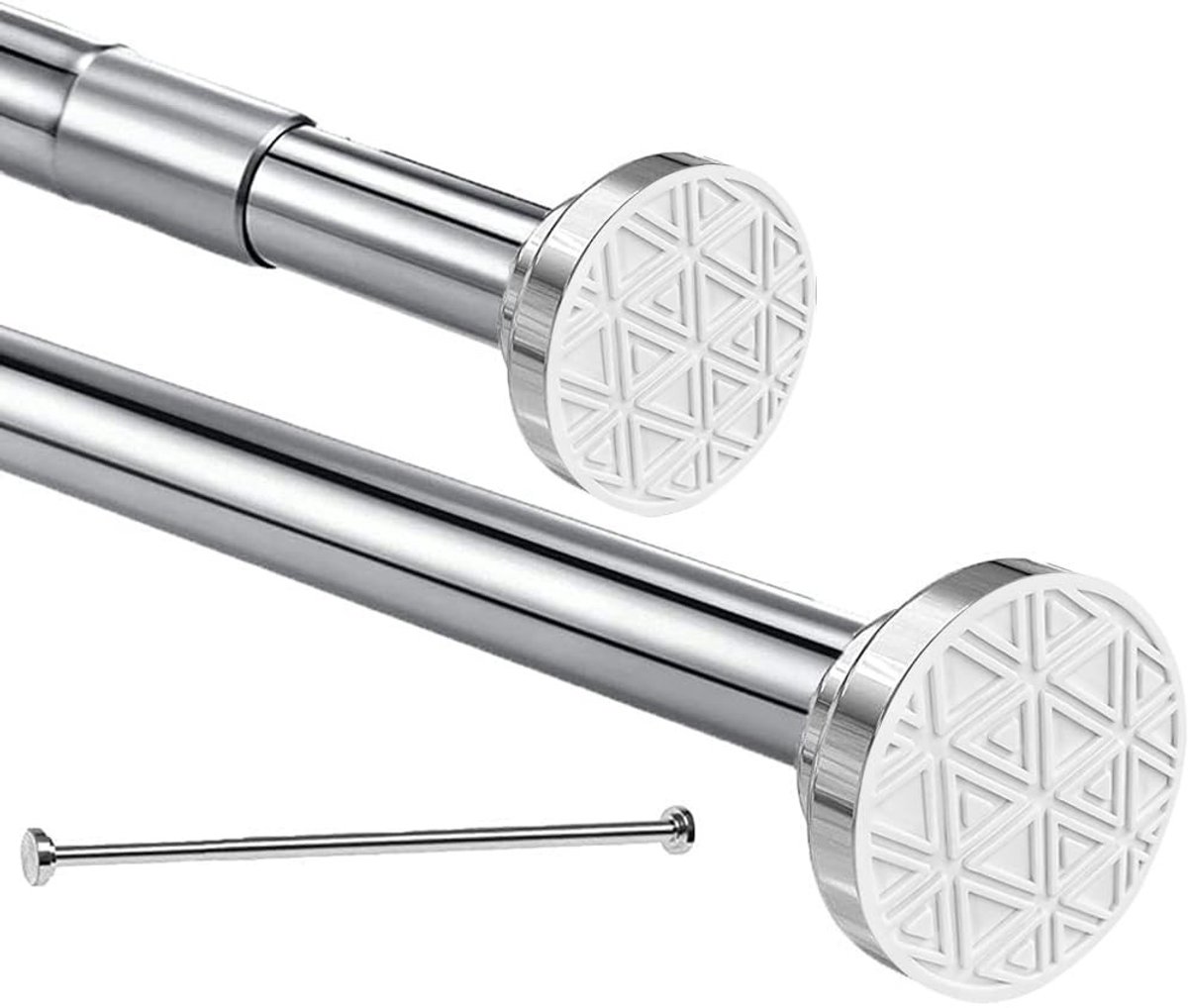 Dailygoods- Gordijnroede Uitschuifbaar - Roestvrij Staal - Zonder Boren - Geschikt voor Vitrage/Douchegordijnen - Matte Afwerking - 50-200 cm - Gordijnstang