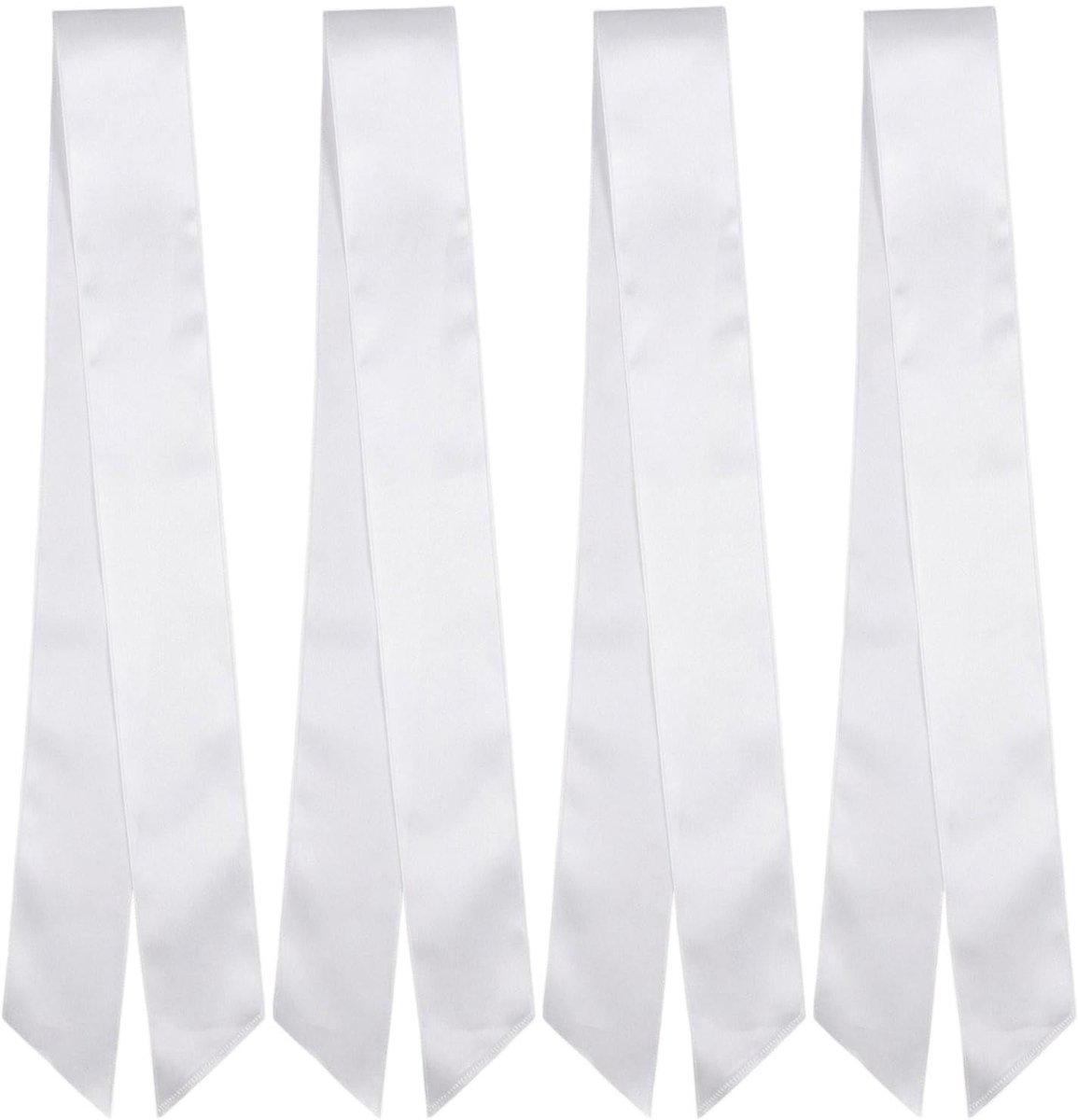 Dailygoods- Sjerp Wit - 4 Stuks - Satijnen Sjerpen - Lichtgewicht - Duurzaam - Afmetingen 158 x 9,5 cm - Perfect voor Feesten
