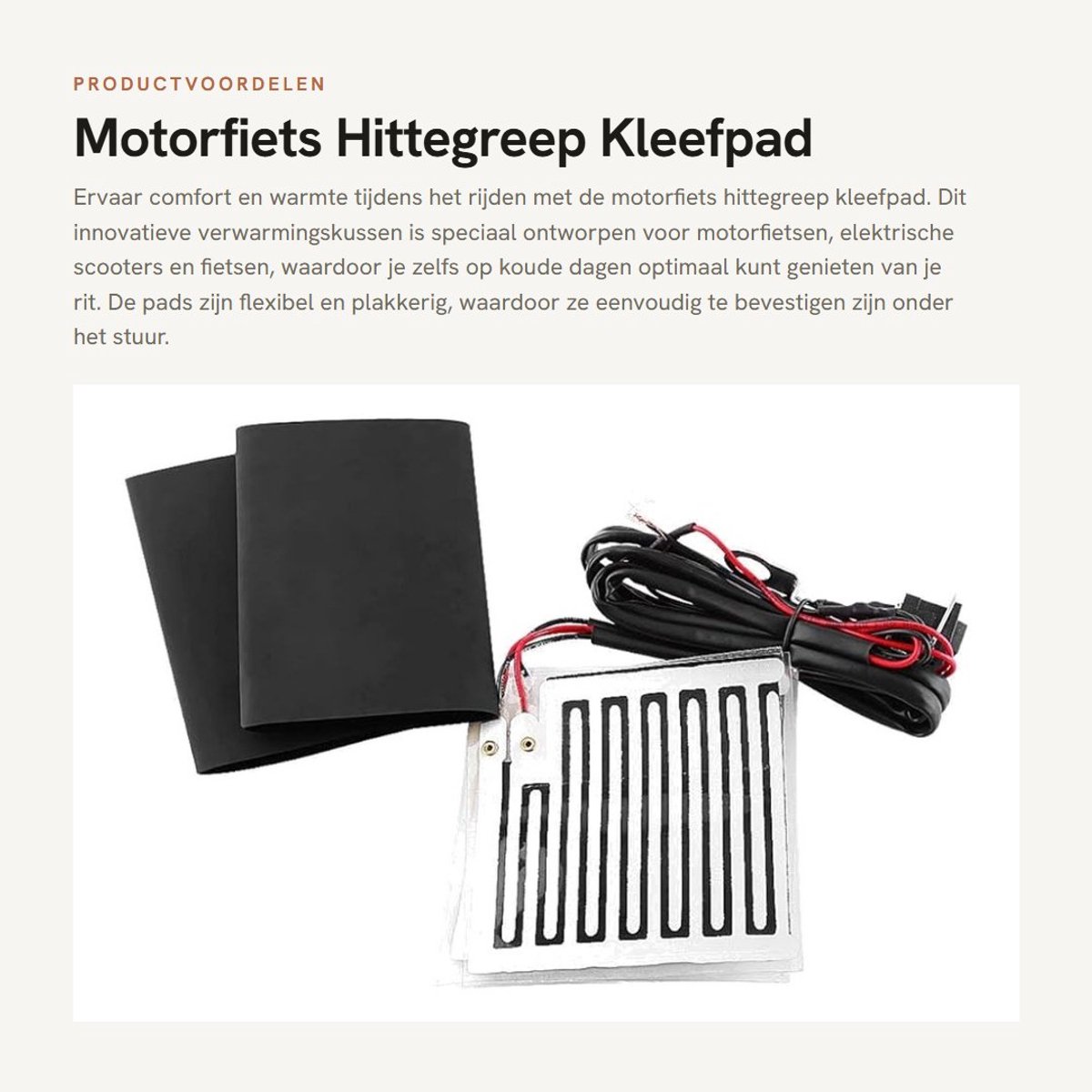 Dailygoods - Motorfiets Hittegreep Kleefpad - Verwarmingskussen - Flexibel en Plakkerig - 12 V - Voor Stuur - Geschikt voor Elektrische Scooter