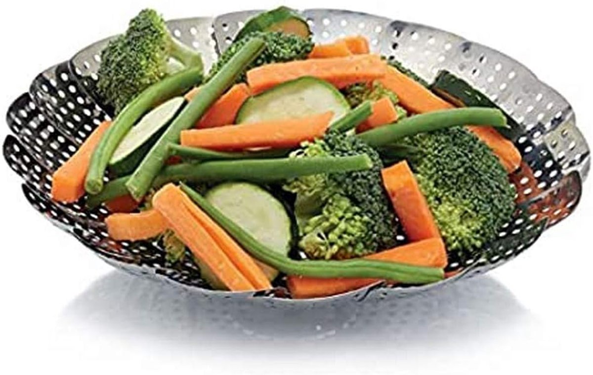 Stoominzet RVS - Stoommand Opvouwbaar - Gezond Koken - Past in Pannen tot 23cm - 23 cm - Zilver