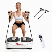 Funlife V8 Trilplaat Wit - Vibratieplaat voor Thuis - 180 Standen - 5 Programma's - Bluetooth Speaker - Met Weerstandsbanden en Afstandsbediening - Max. 120 kg