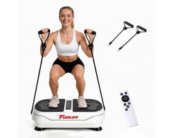 Funlife V8 Trilplaat Wit - Vibratieplaat voor Thuis - 180 Standen - 5 Programma's - Bluetooth Speaker - Met Weerstandsbanden en Afstandsbediening - Max. 120 kg