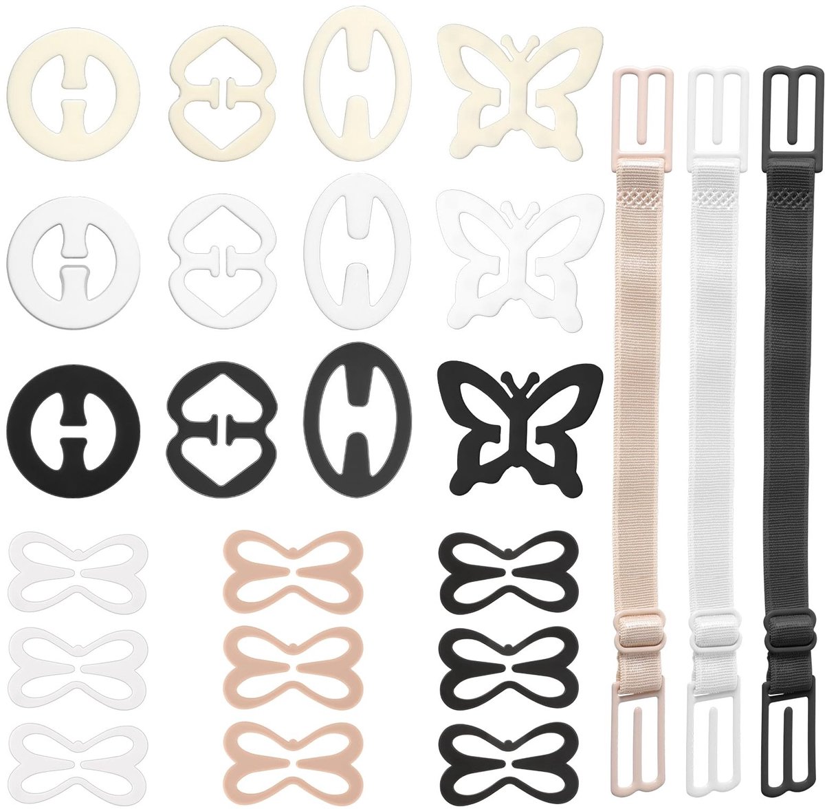 Dailygoods- Beha-bandjes 24-delige set - Antislip - Verstelbare clips - Elastische bandjes - Geschikt voor sport - Comfortabel in gebruik - Bh-clips