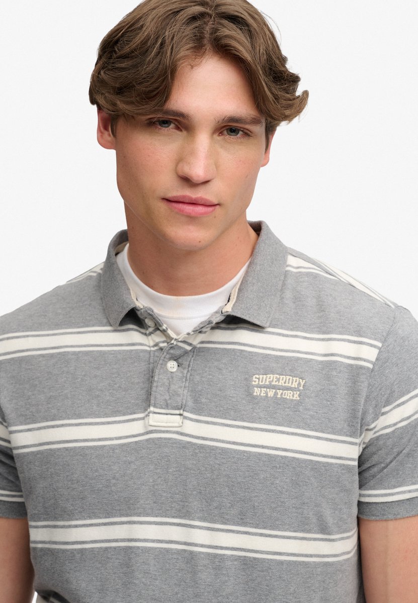 Superdry Vintage Stripe Jersey Korte Mouw Poloshirt L Man Grijs