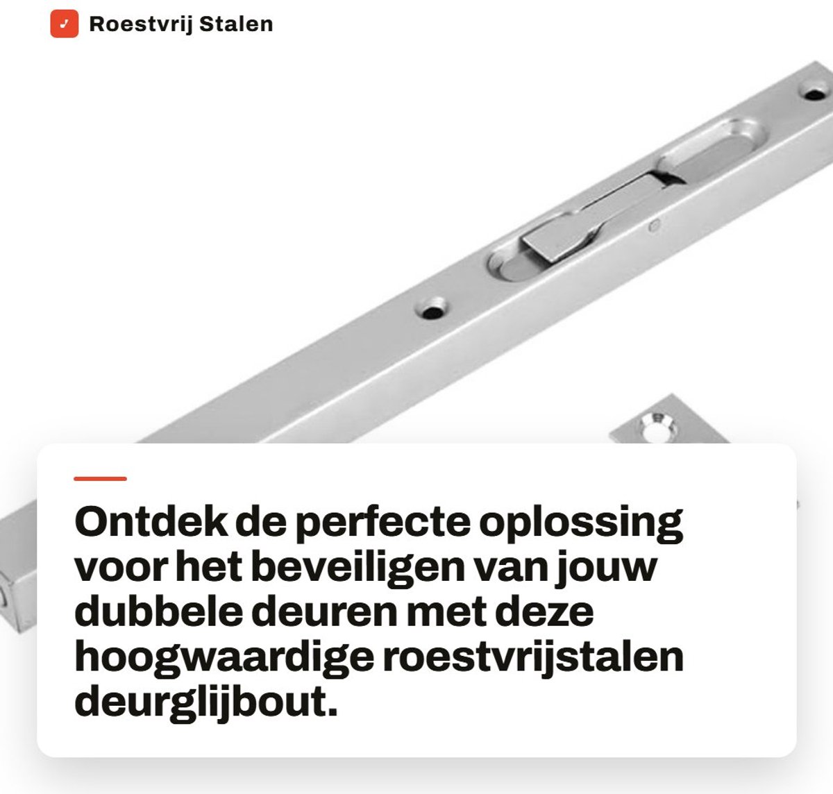 Dailygoods- Deurglijbout 304 Roestvrij Staal - Flush Latch Bolt - Beveiligingsvergrendeling - Dubbele Deur - Modern Design - 25,5 cm - Deurbeslag
