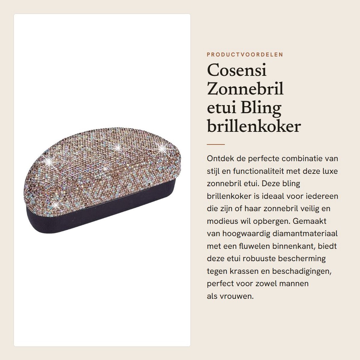 Dailygoods- Zonnebril Etui Hardcase - Brillenkoker met Diamant Strass - Zonnebril Organizer - Opvouwbaar - Vochtbestendig - Robuust en Elegant