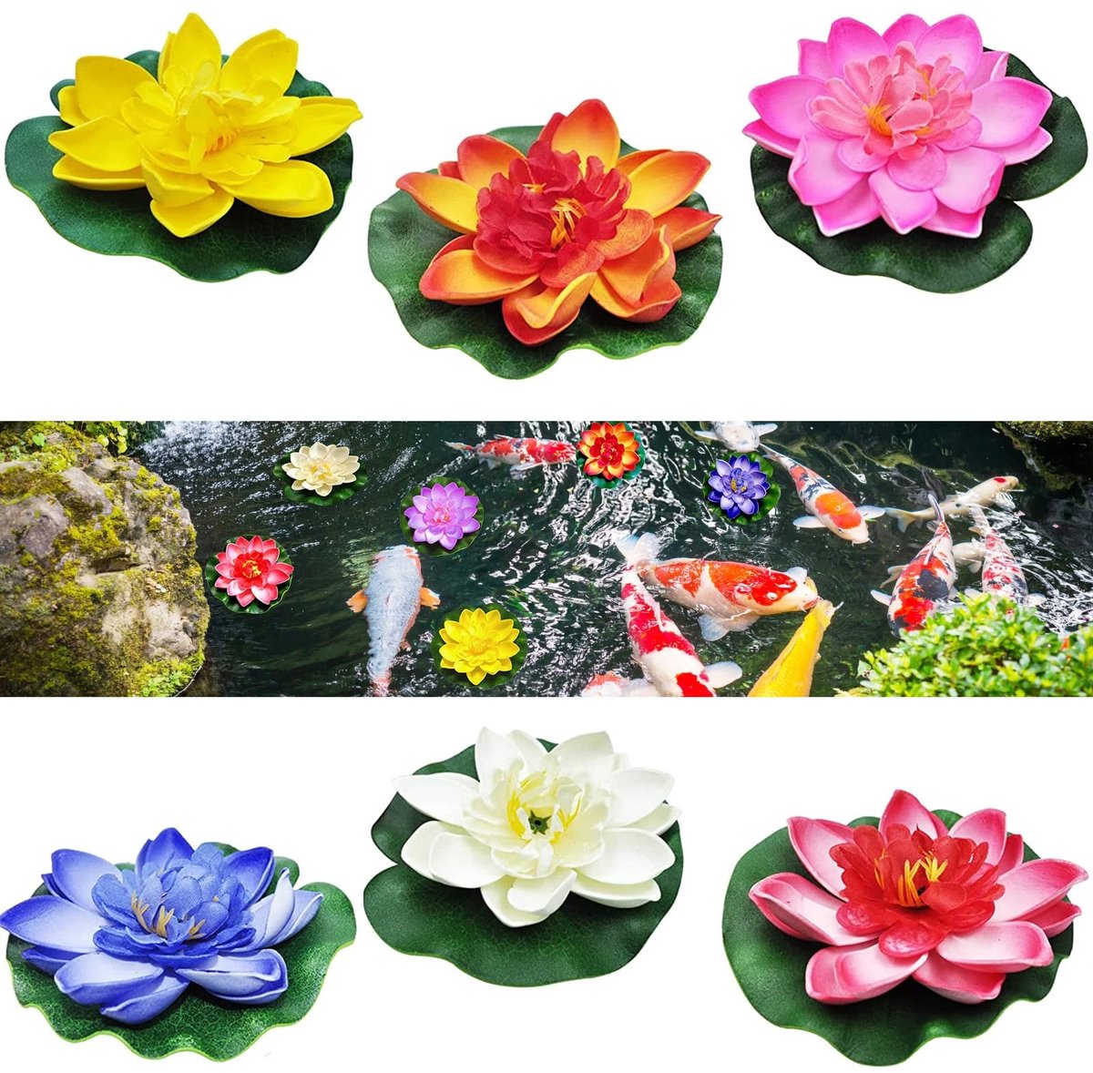 Dailygoods- Waterlelie 10 cm - Kunstwaterlelie - Drijvende Planten - Onderhoudsarm - Natuurlijke Kleuren - Decoratie voor Vijver/Aquarium - Kunstplant