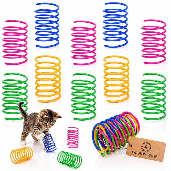 Twenty4seven® Kattenveertjes - 10 Stuks - Kattenspeelgoed & Springveertjes - Interactief & Intelligentie - Speelgoed voor Katten & Kittens