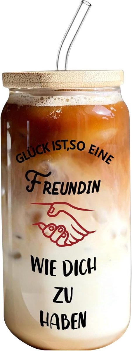 Glazen Drinkbeker - Met deksel en rietje - Drankjes Meenemen - Hittebestendig Borosilicaatglas - 500 ml - Transparant