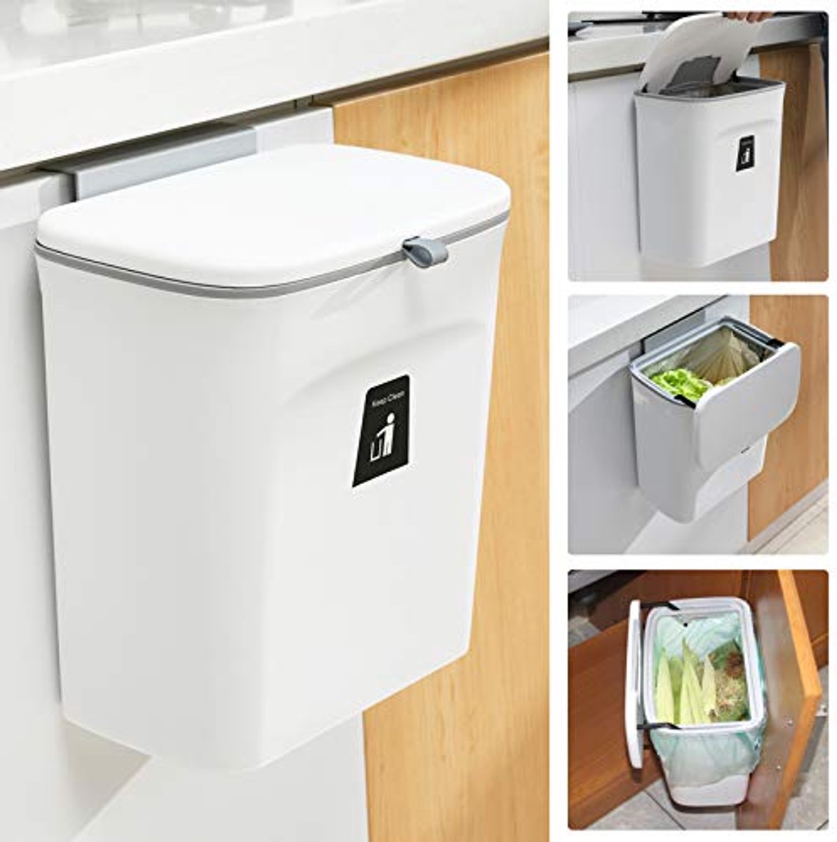 Keuken Compostbak - Afvalbak Deksel - Afval Scheiden - Hangend Montage - 24 Gallon - Wit