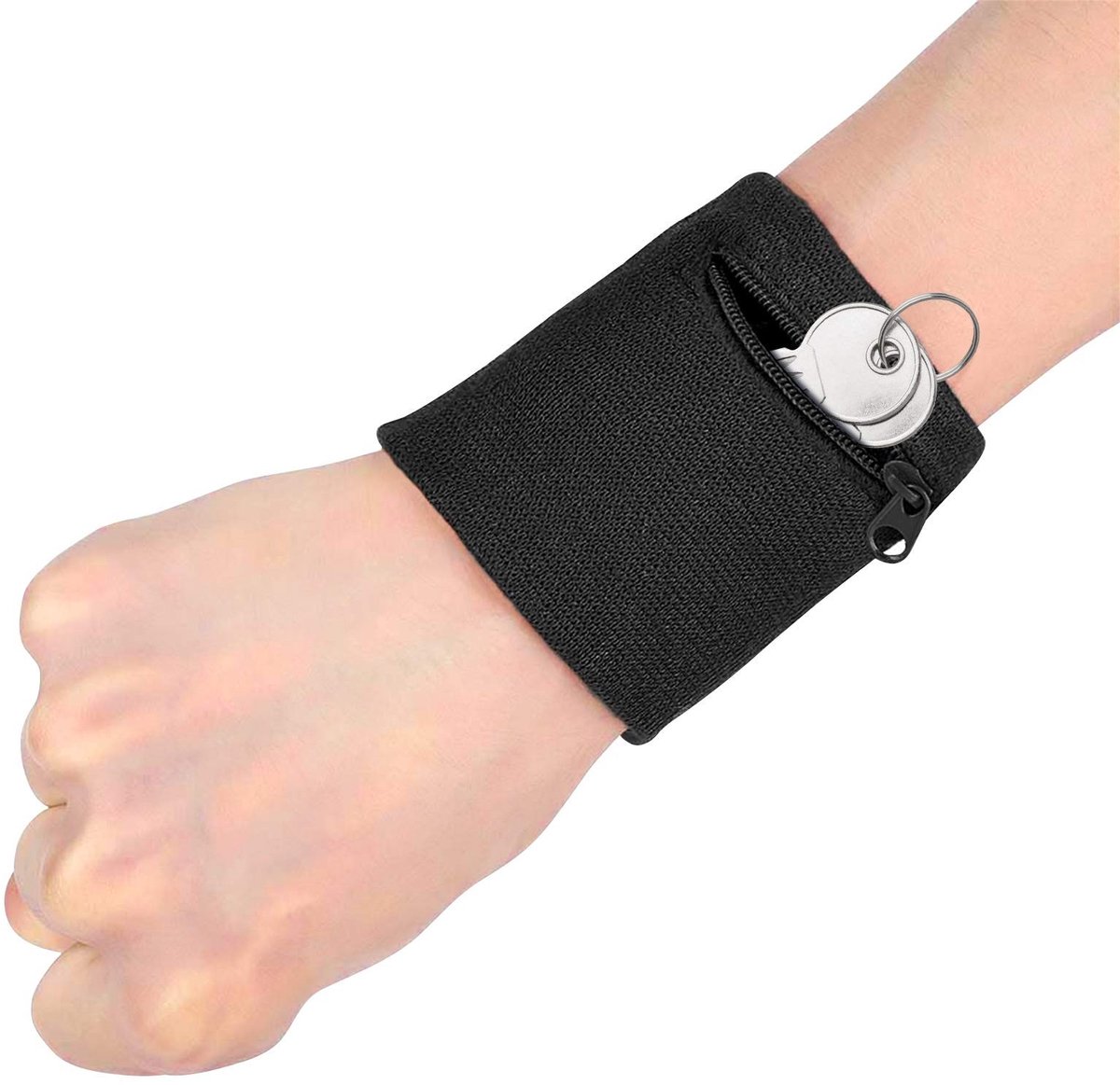 Dailygoods- Polstasje Duurzaam - Sport Portemonnee - Ritssluiting - Compact - Geschikt voor Hardlopen/Wandelen - Hoogwaardig Katoen - 8x8 cm - Sportarmband