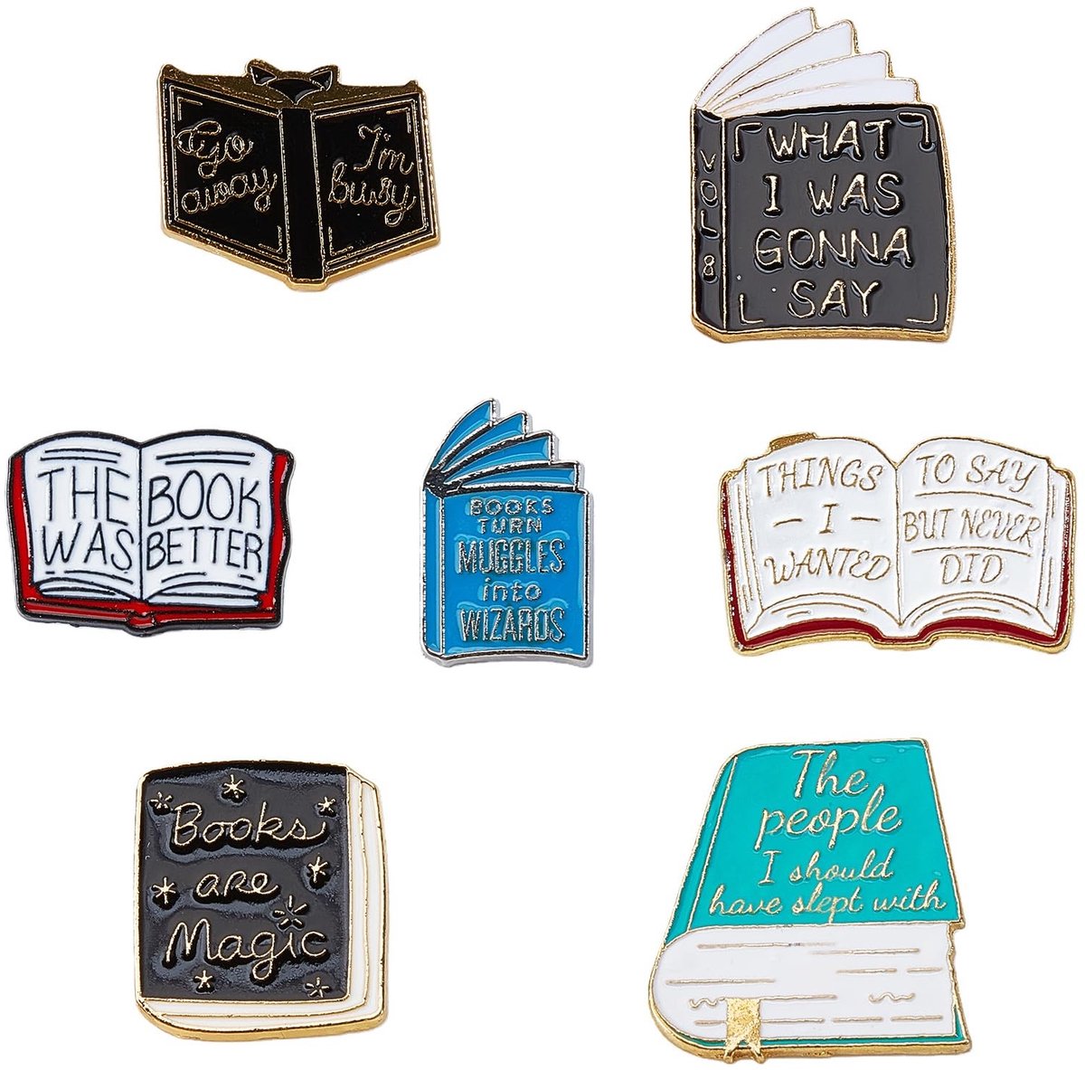 Dailygoods- Leesboek Pins Set van 7 - Creatieve Broches - Decoratieve Spelden - Emaille Speldjes - Meerkleurig - Perfecte Cadeaus voor Boekenliefhebbers