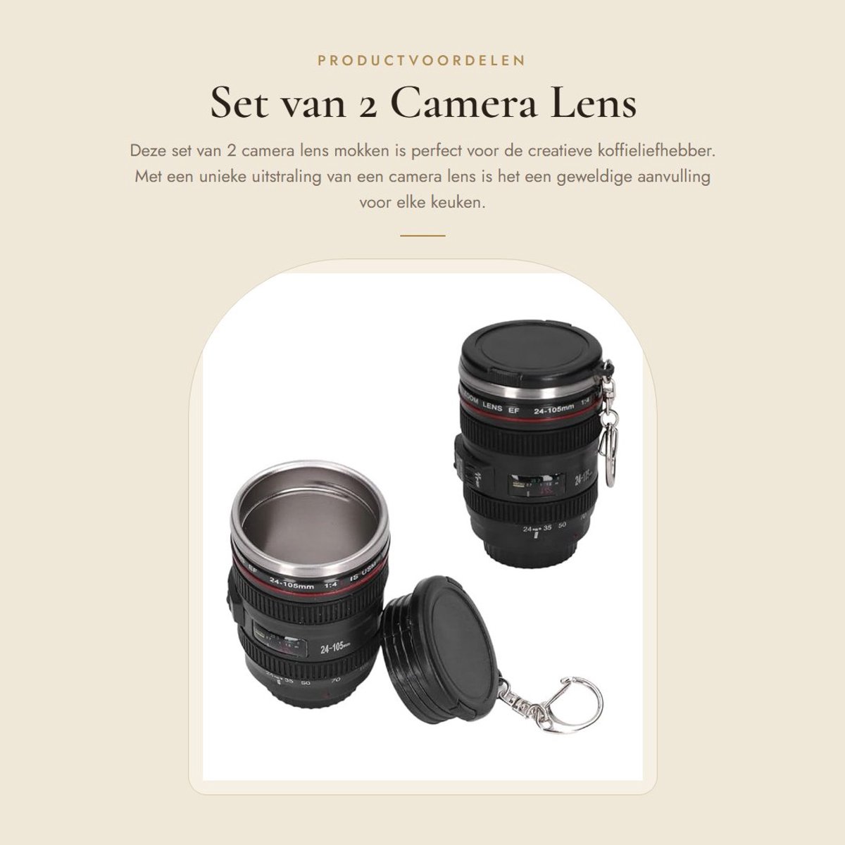 Dailygoods- Camera Mok 100ml - Camera Lens Cup - Roestvrij Staal - ABS - Set van 2 - Creatieve Koffie Mok - Lensmok
