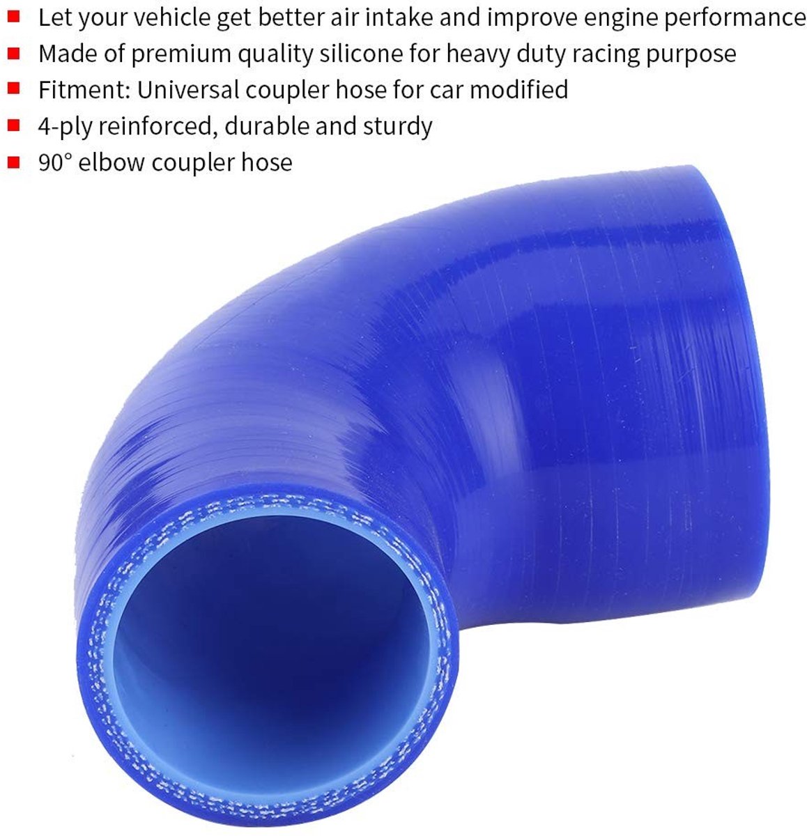 Dailygoods- Elleboog Verloopstuk 90° - Koppelingsslang Siliconen - 4-laags - 2 tot 3 inch - Werktemperatuur - Versterkt 5 mm Dikte