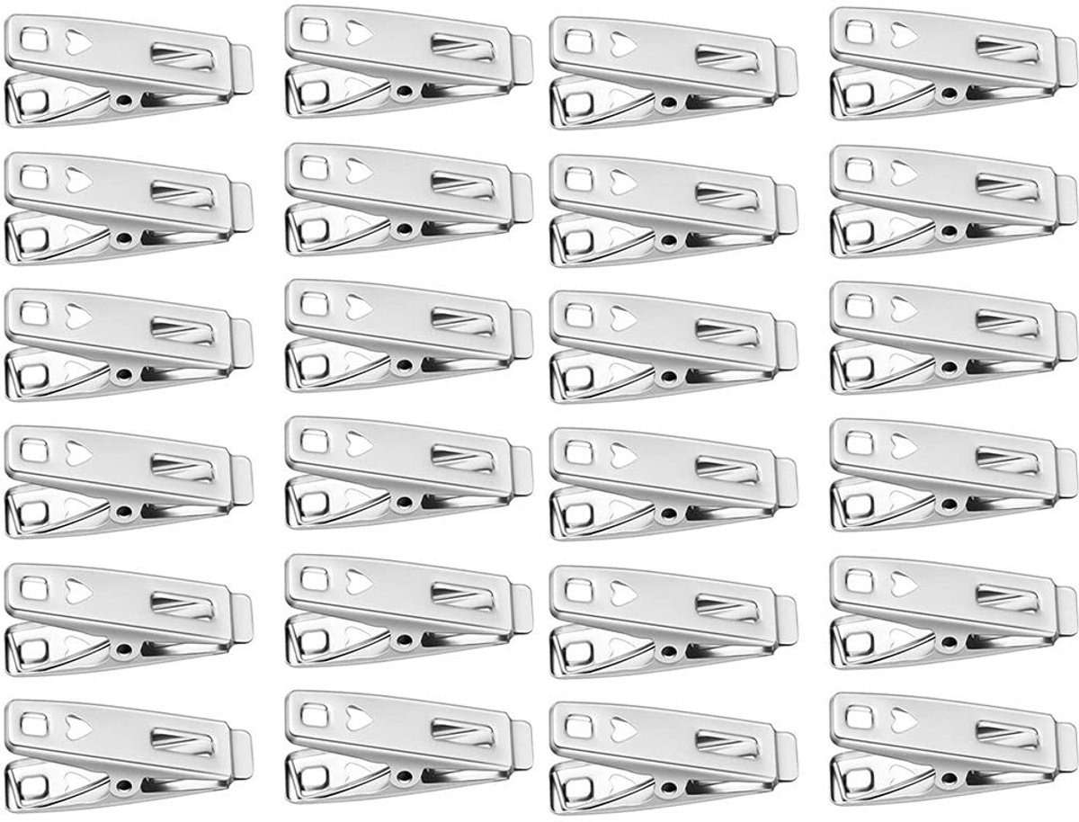 Dailygoods- Wasknijpers 60 Stuks - Roestvrij Stalen Wasknijpers - Kleine Wasknijpers - Multifunctionele Kledingclips - Voedselklemmen - Zilverkleurig