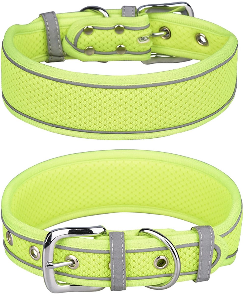 Dailygoods- Hondenhalsband Ademend - Reflecterende Hondenhalsband - Zacht Gewatteerd - Verstelbaar - Mesh Stof - Geschikt voor Nek 39-61CM - Hondentuig
