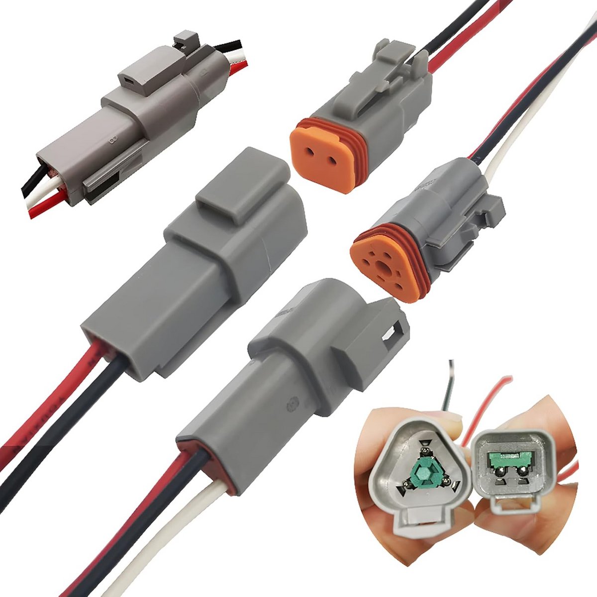Waterdichte Stekkers - Elektrische Connectoren - Voertuig Verbindingen - IP65 Stofdicht - 16 AWG Kabel - Grijs