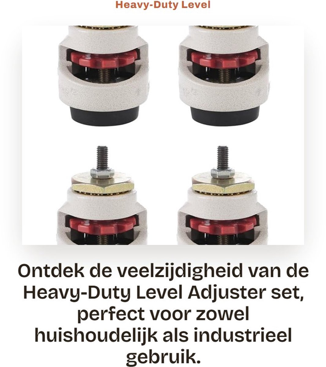 Dailygoods- Level Adjuster 4-delige Set - Heavy-Duty Caster - Nylon/Metalen Wielen - Industrieel Gebruik - Hoge Kwaliteit - Stil en Soepel Rollen - Industrieel Wiel