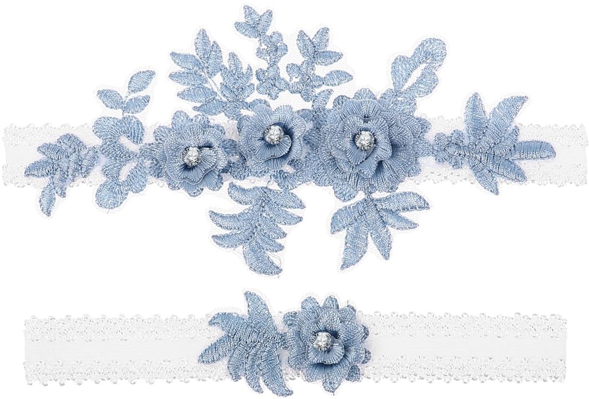 Dailygoods- Kousenband Bruiloft - Kousenbanden Set - Elastische Beenbanden - Bloemen/Kant - Perfect voor Bruidsmeisjes - Duurzaam Materiaal - Beenband