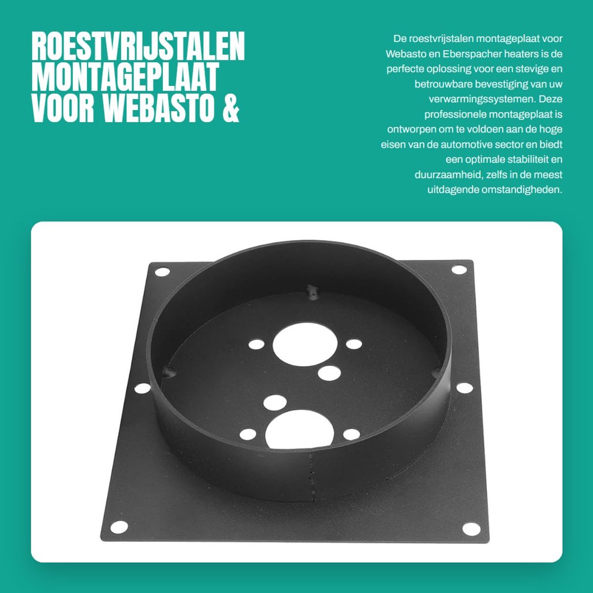 Dailygoods- Montageplaat RVS - Vervangingsplaat voor Eberspacher/Webasto - 6.7 x 15.5 cm - Schokbestendig - Eenvoudige installatie - Robuuste constructie - Verwarmingsplaat