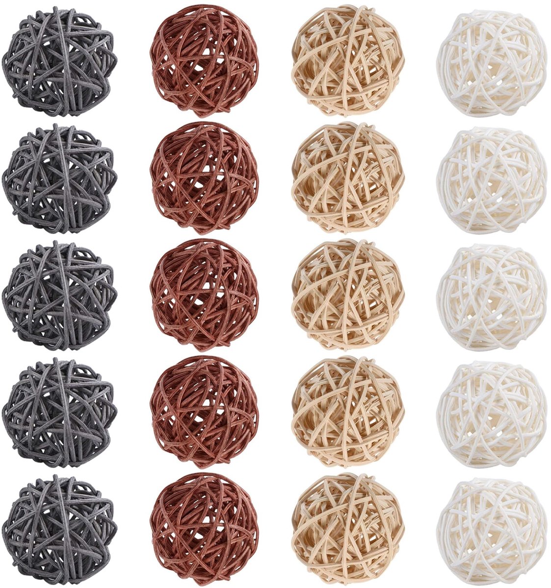 Dailygoods- Rotanballen 20 Stuks - Decoratieve Rieten Ballen - Duurzaam - Lichtgewicht - Knutselen - Bruiloftdecoratie - Natuurlijke Uitstraling - Decoratieballen