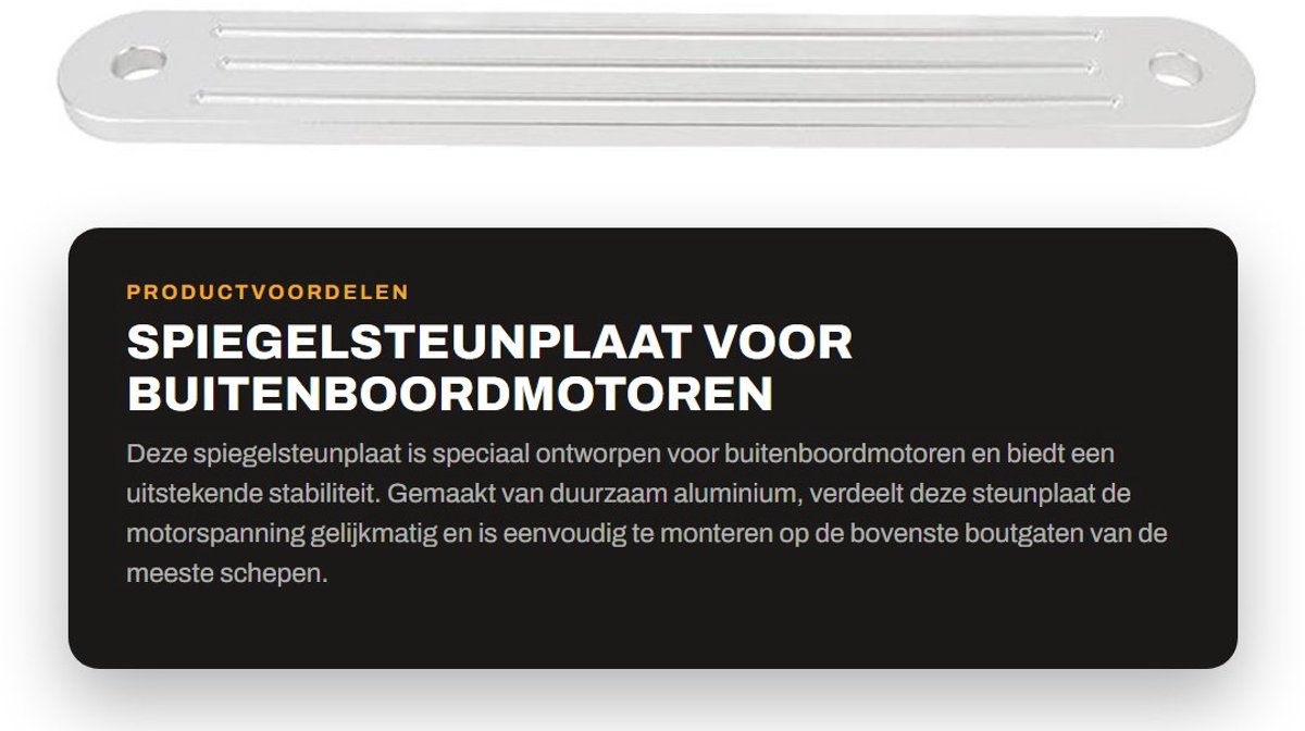 Dailygoods- Spiegelsteunplaat Aluminium 15x2 Inch - Voor Buitenboordmotoren - Vervanging voor Boutgaten - Verbeterde Spanningsverdeling - Geschikt voor Motoren na 1986 - Artikelnummer 3001.8067 - Motorsteun