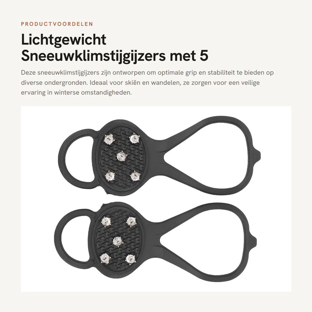Dailygoods- Sneeuwklimstijgijzers 5 Tanden - Slipspikes - Lichtgewicht - Draagbaar - Opvouwbaar - Verbeterde Tractie - Sneeuwschoenspikes