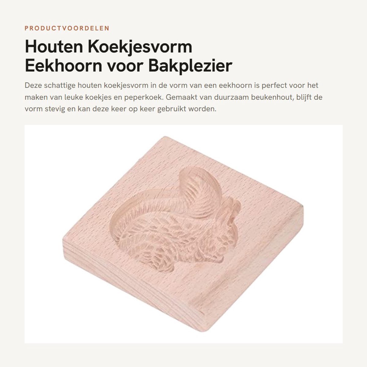 Dailygoods- Koekjesvorm Beukenhout - Houten Bakvorm - Herbruikbare Vorm - Schattige Eekhoorn - Gemakkelijk Schoon Te Maken - Glad Oppervlak