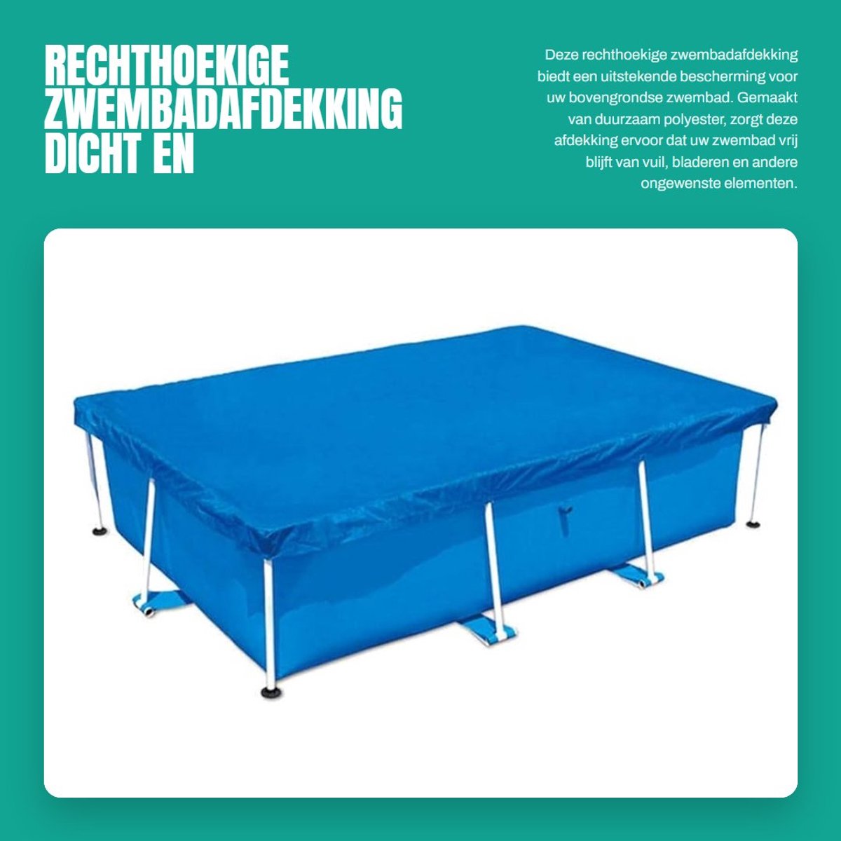 Dailygoods- Zwembadafdekking Dik - Stofdicht - Regendicht - Rechthoekig - Polyester - Afdekbeschermer 221x150CM/400x211CM - Zwembadhoes