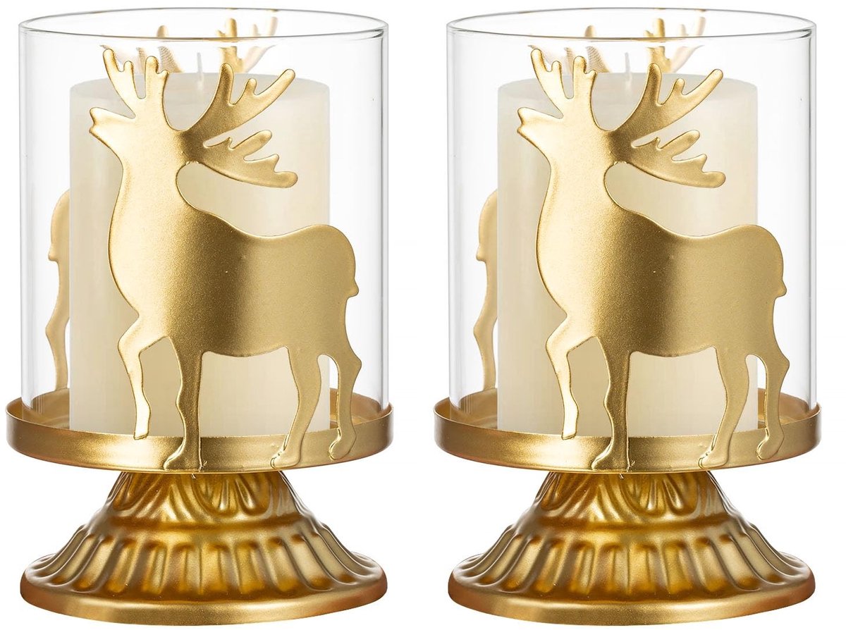 Dailygoods - Theelicht Kaarsenhouders - Decoratieve Kandelaar Set - Goud - Kerst Decoratie - Antiek Ontwerp - Geschikt voor Tafel en Open Haard