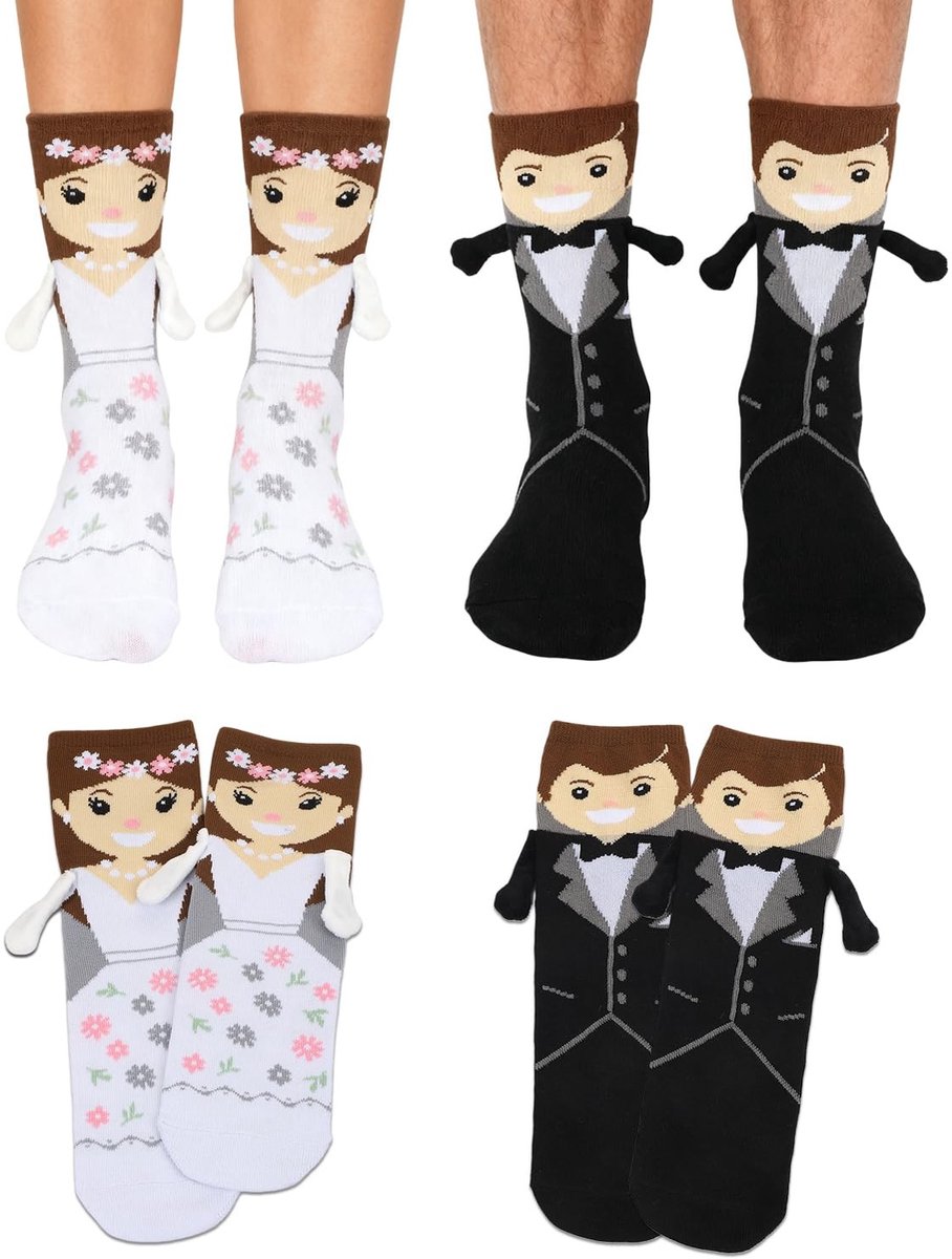Dailygoods- TrouwSokken Huwelijksgeschenken - Katoenen Sokken - Bruidspaar - Grappige Cadeaus - Maat 36-41 / 42-46 - Ademend en Comfortabel - Huwelijksokken