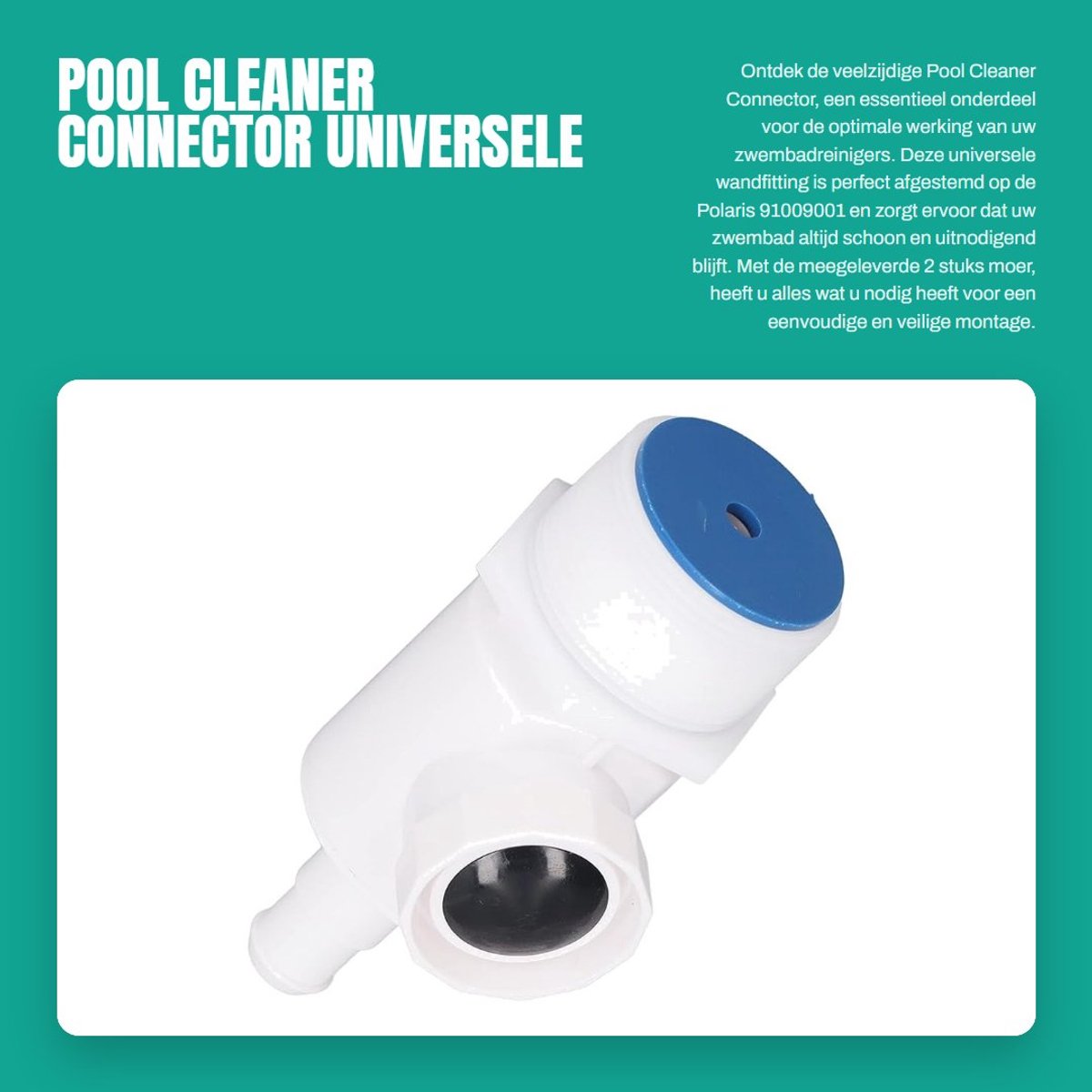 Dailygoods- Wandfitting Universele Montage - Connector - 2 Stuks Moer - Polaris 91009001 - Schokbestendig - Duurzaam - Slangconnector