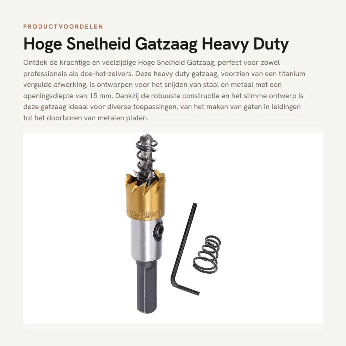 Dailygoods- Gatsnijder Hoge Snelheid - Gatzaagset - Titanium Verguld - Diameter 12mm/65mm - Schokbestendig - Snelle Snijkant - Gatzaag
