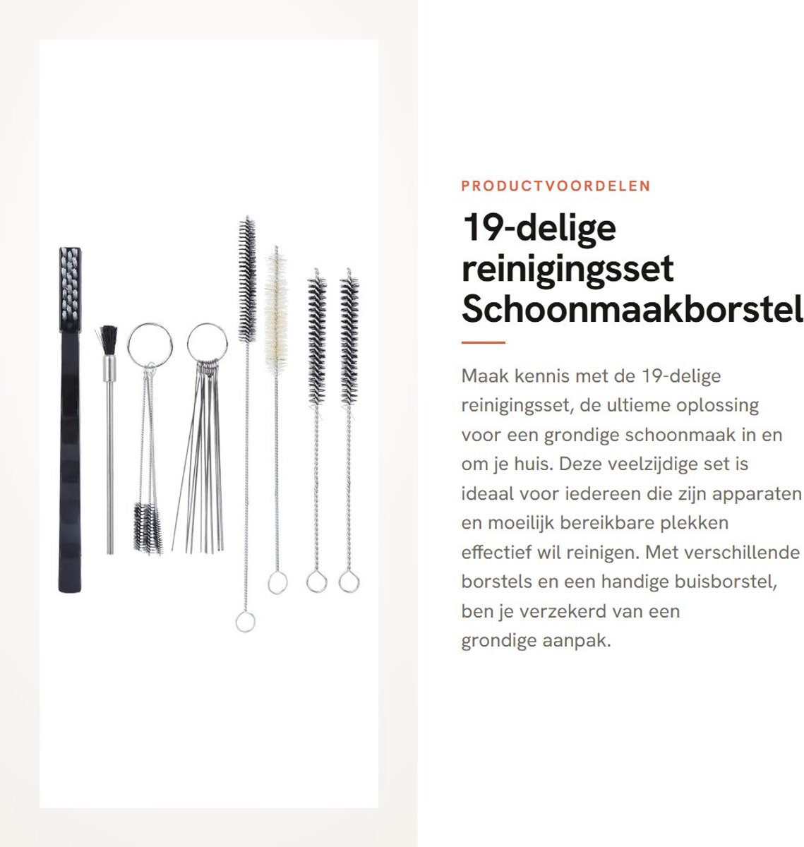 Dailygoods- Reinigingsset 19-delig - Huishoudelijke Schoonmaakborstel - Buisborstel - Mini-Borstel - Precisienaald - Duurzaam Materiaal - Schoonmaakset