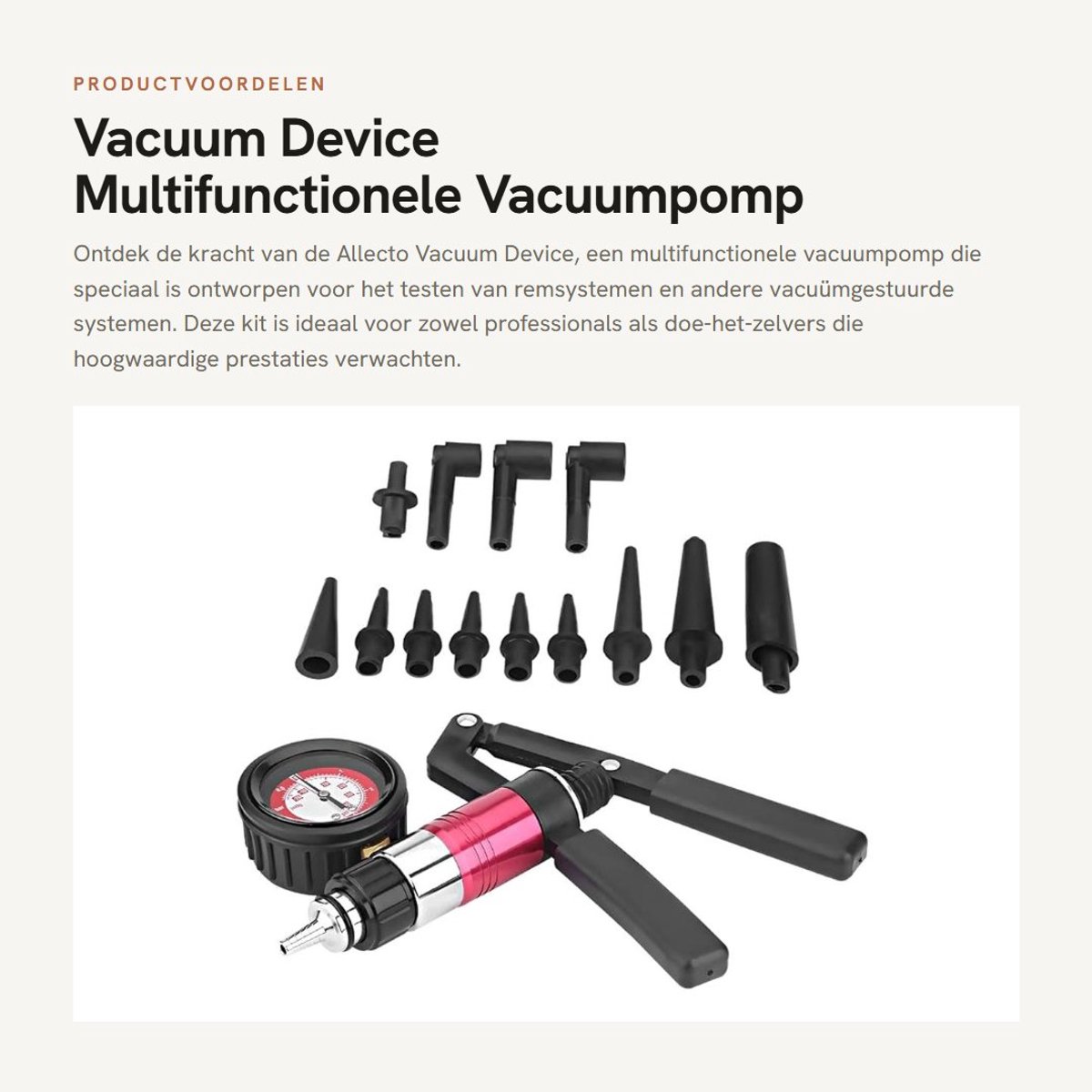 Dailygoods - Vacuum Device - Multifunctionele Vacuumpomp - Corrosiebestendig - Voor Brake Systems - Inclusief Drukmeter - Geschikt voor Auto's - 1.6 K...