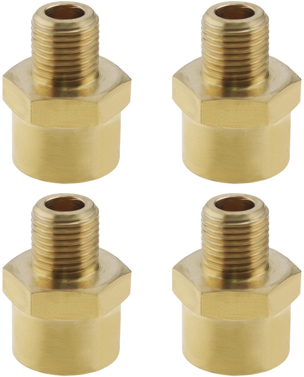 Dailygoods - Messing Adapters - 1/8 inch naar 1/4 inch - 4 Stuks - Draadadapter - Voor Industriële Toepassingen - Geschikt voor Diverse Pijpen