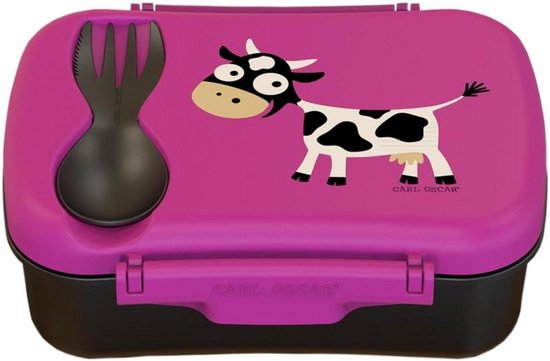 Lunchtrommel met koelelement - Broodtrommel kinder - Frisse maaltijd onderweg - Lekvrij met bestek - 17 cm - Roze — afbeelding 4