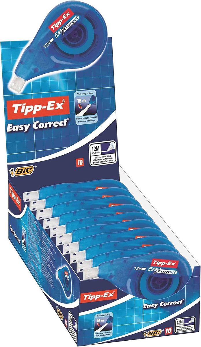 Correctie Tape - Rolcorrectie - Fouten Maken - Zijdispenser - 10 stuks - Wit