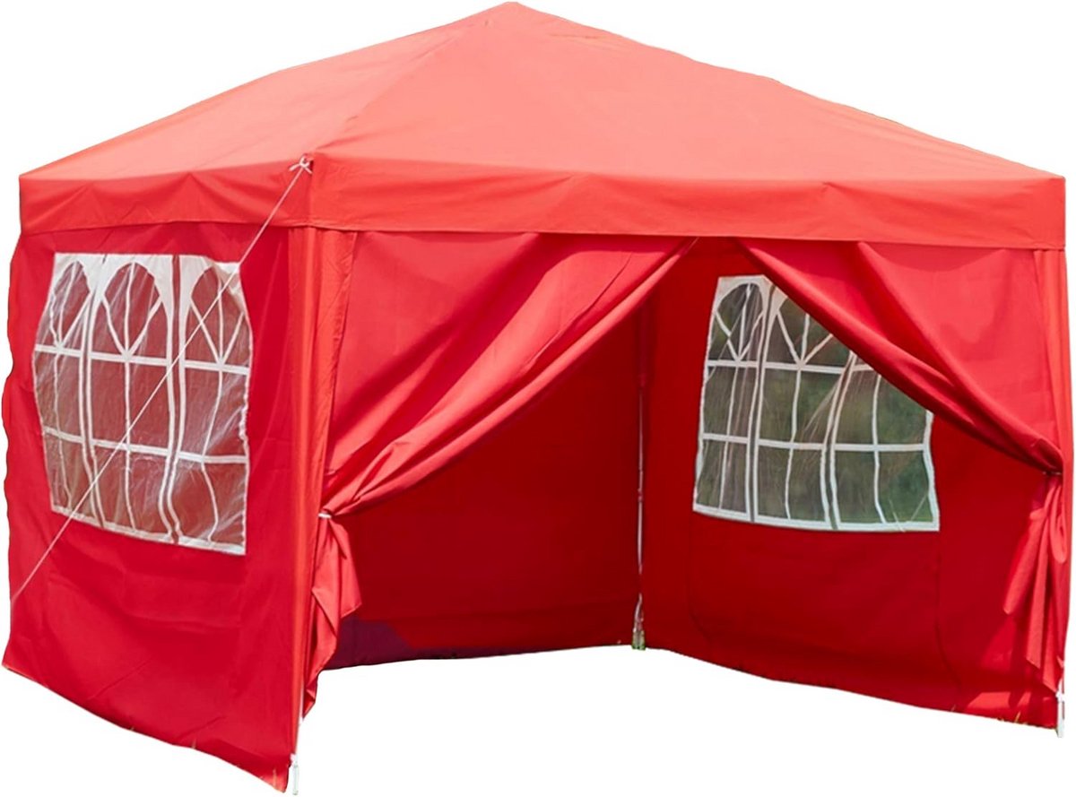 Pop-up Tuinhuisje - Partytent Feesttent - Feestelijke Bijeenkomst - Waterdichte Zijwanden - 25 x 25 m - Rood